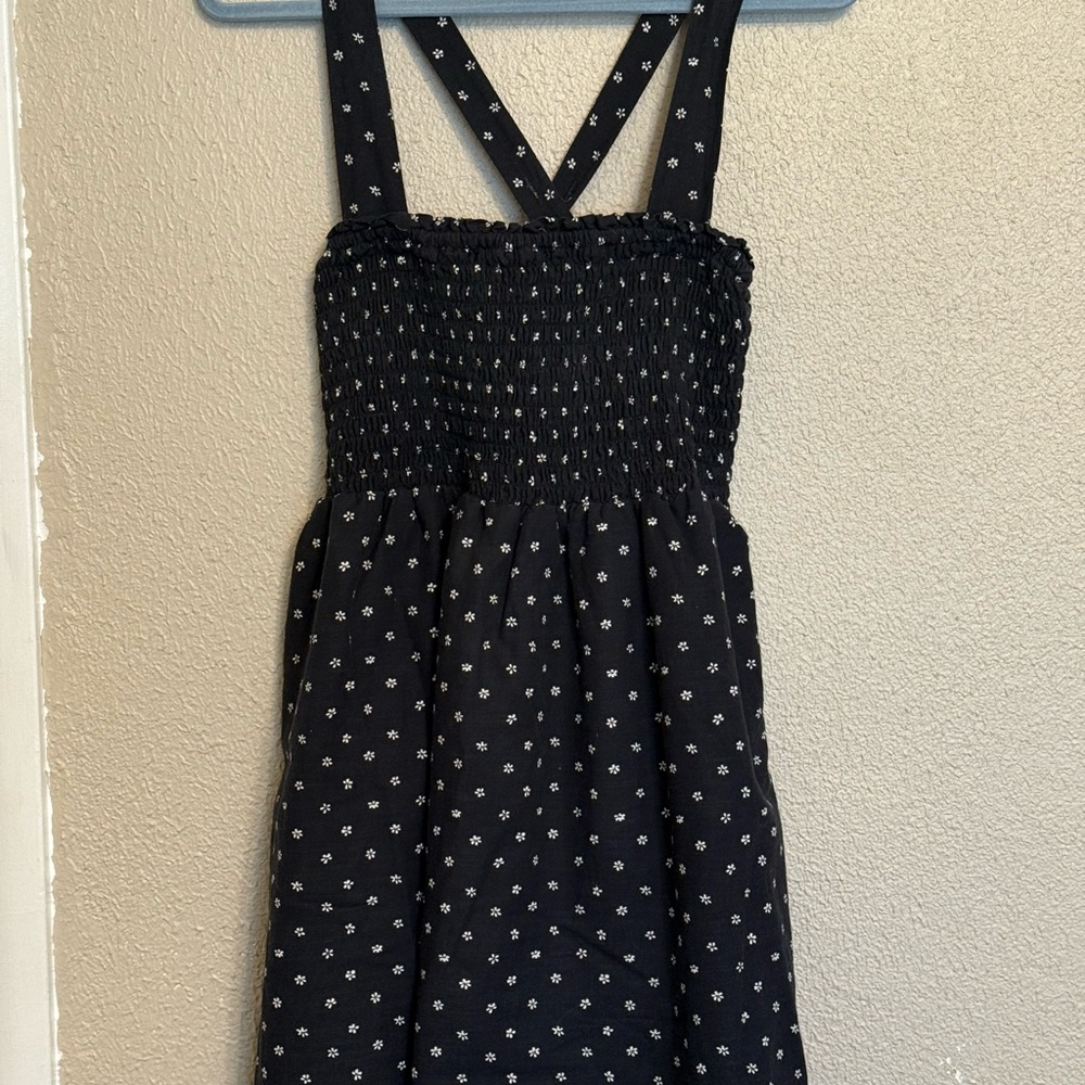 American Eagle Outfitters Black and White Smocked Sundress
